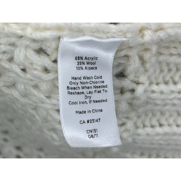 Talbots Crochet Cardigan Sweater M Chunky Knit Alpaca  Shawl Collar Cottagecore - Picture 4 of 7